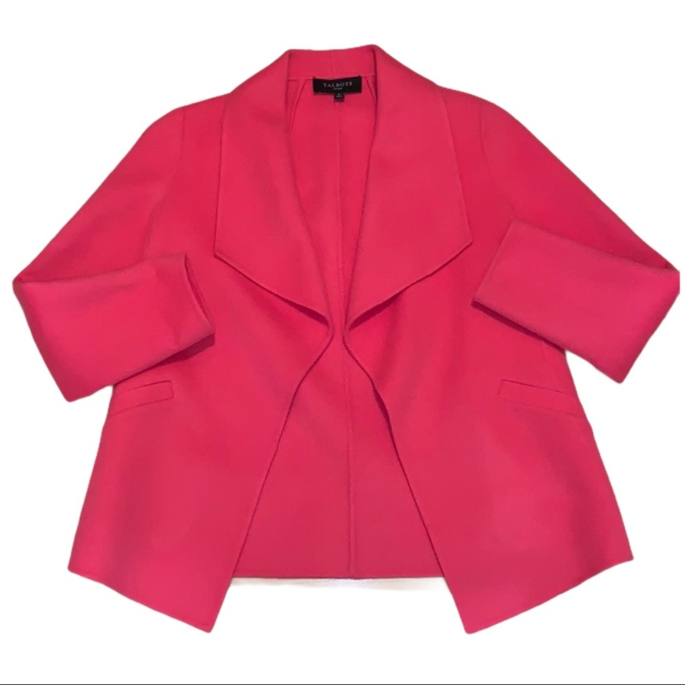 Talbots 90% WOOL Petite Pink Open Soft Sweater Shrug Jacket